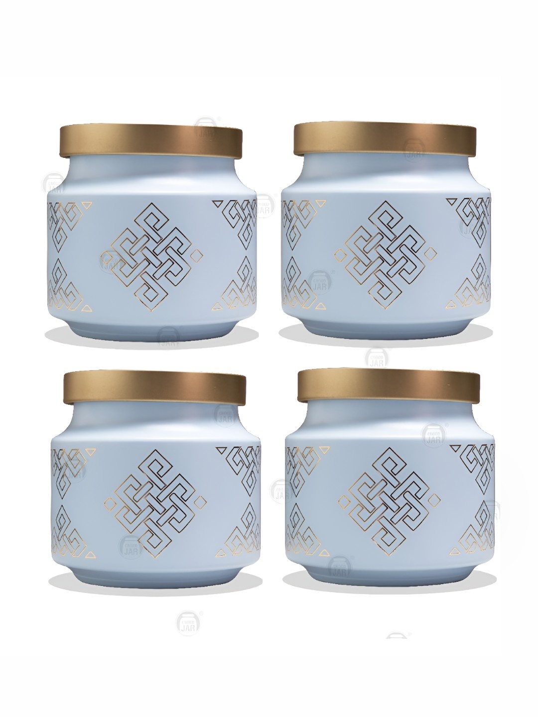 

tyche enterprises Blue 4 Pieces Printed Glass Dishwasher Safe Containers 600 ml