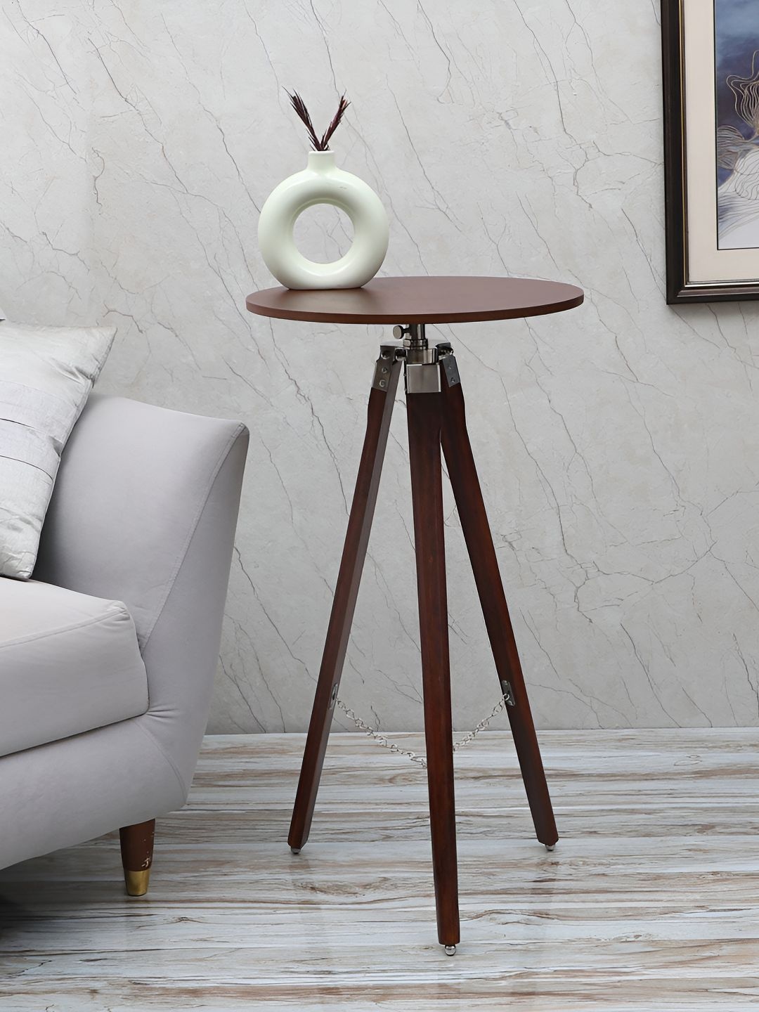 

pristine interiors Brown Wooden Tripod Side Table