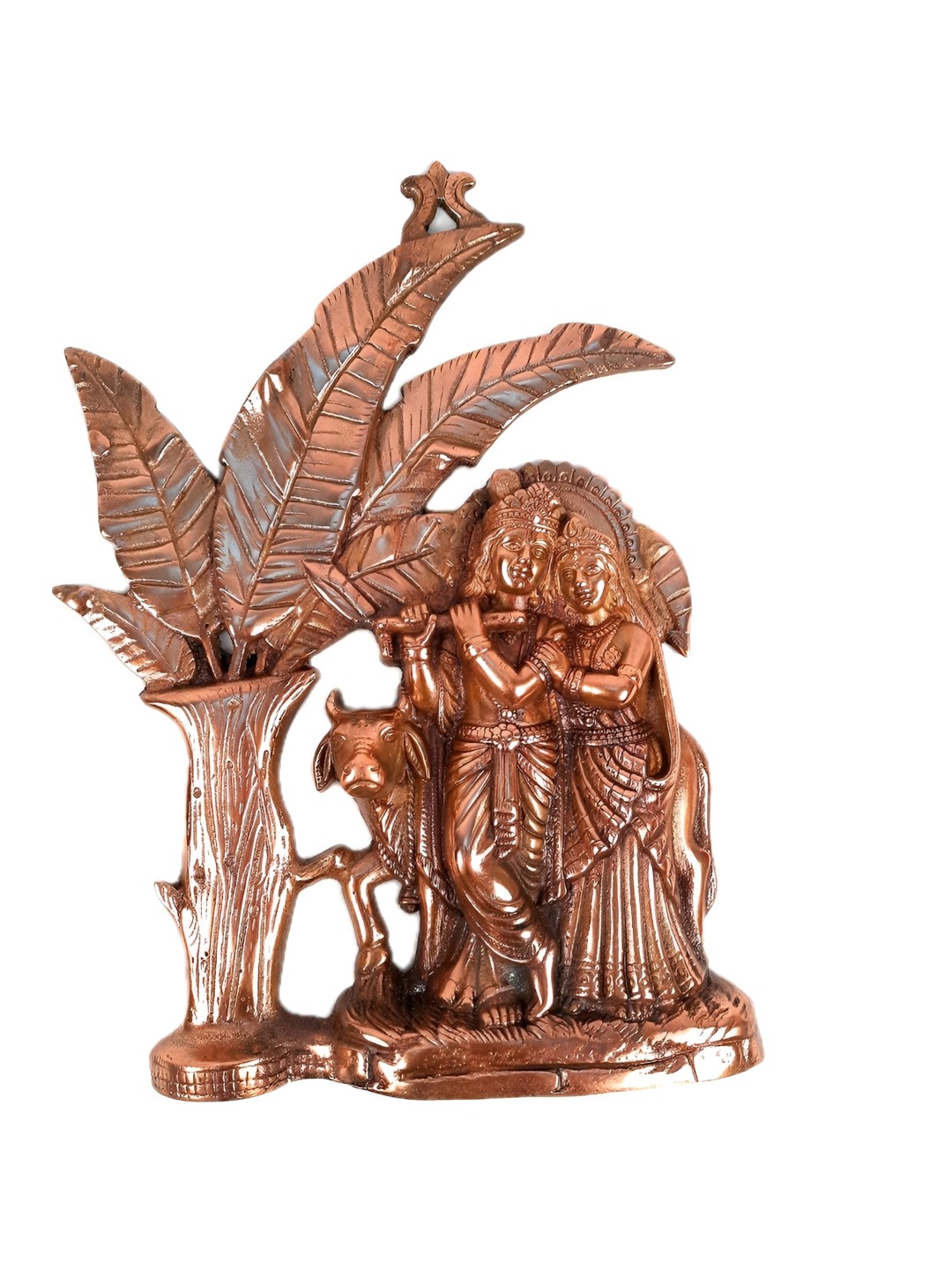 

apka mart Brown Metal Radha Krishna Wall Hanging Idol Decor, Copper