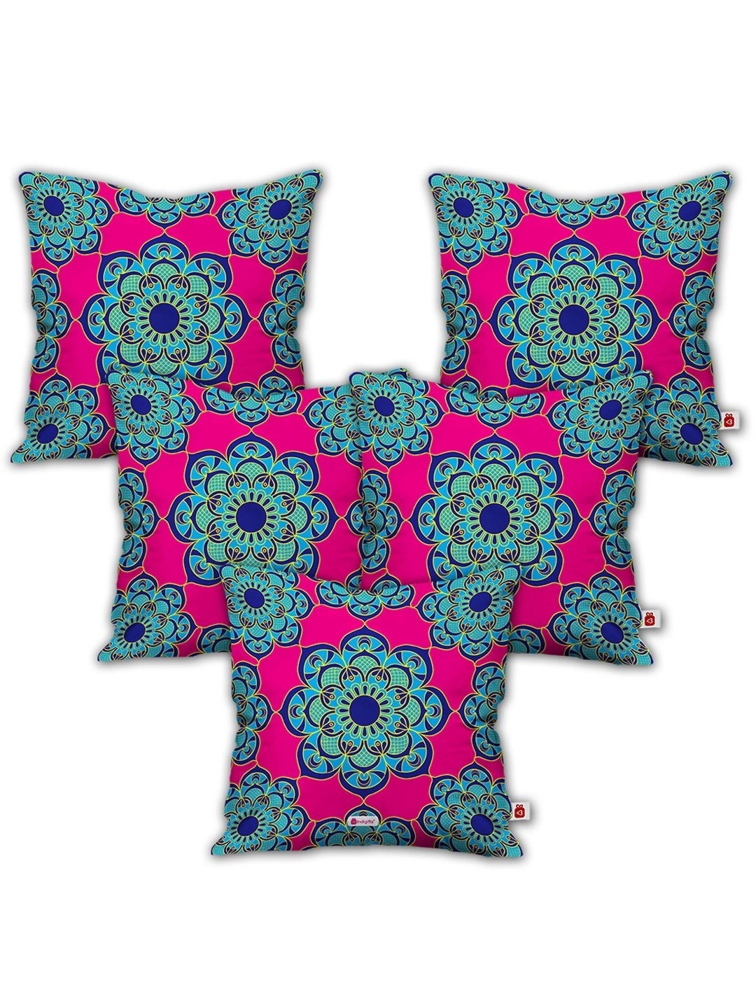

Indigifts Pink & Green 5 Pieces Floral Printed Cushion Covers