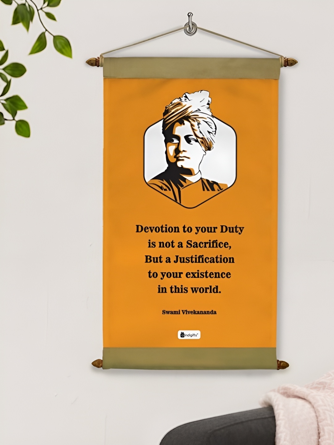 

Indigifts Orange-Color & White Swami Vivekanand Quote Printed Wall Hanging