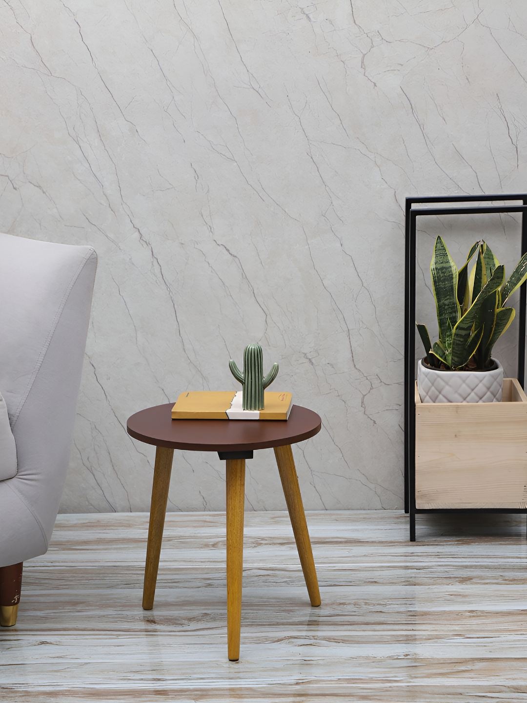 

pristine interiors Brown Round Bedside Table