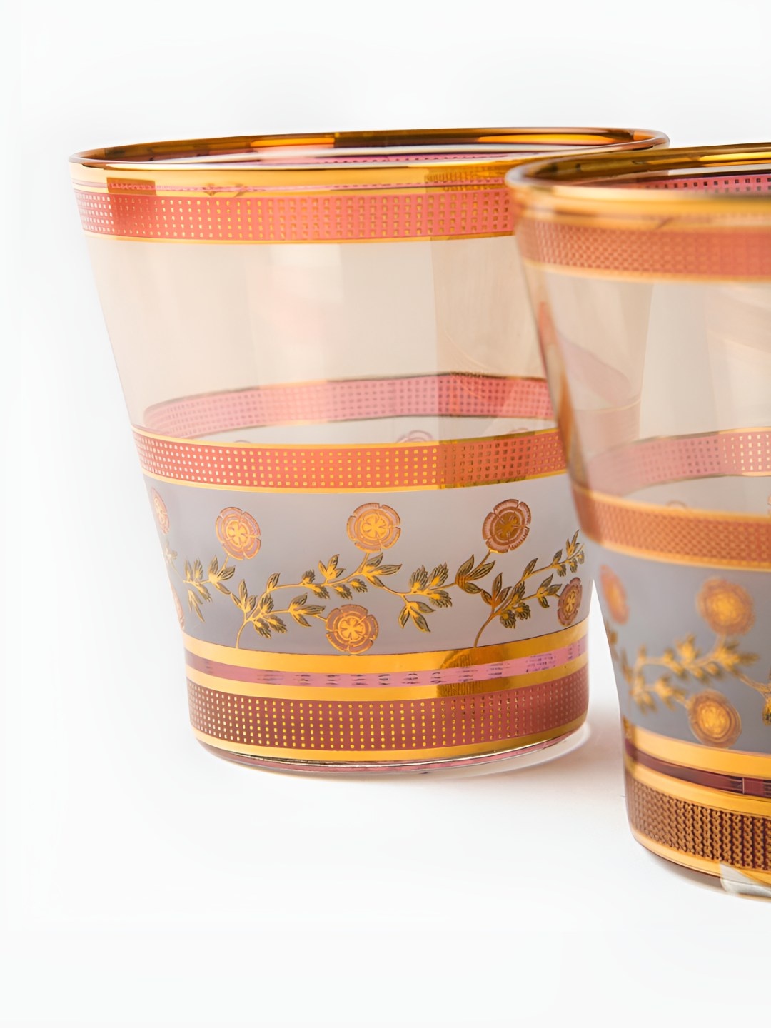 

Fabindia Luxe Orange-Coloured & Green 2 Pieces Floral Printed Decaled Water Glass