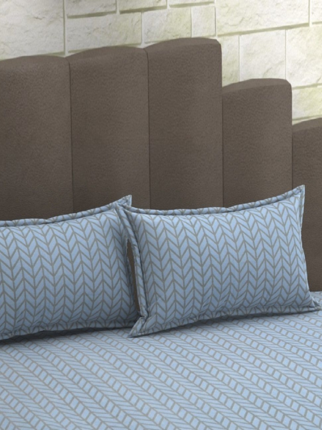 

AaHo Decor Blue & Beige 2 Pieces Chevron Printed Rectangle Pillow Covers