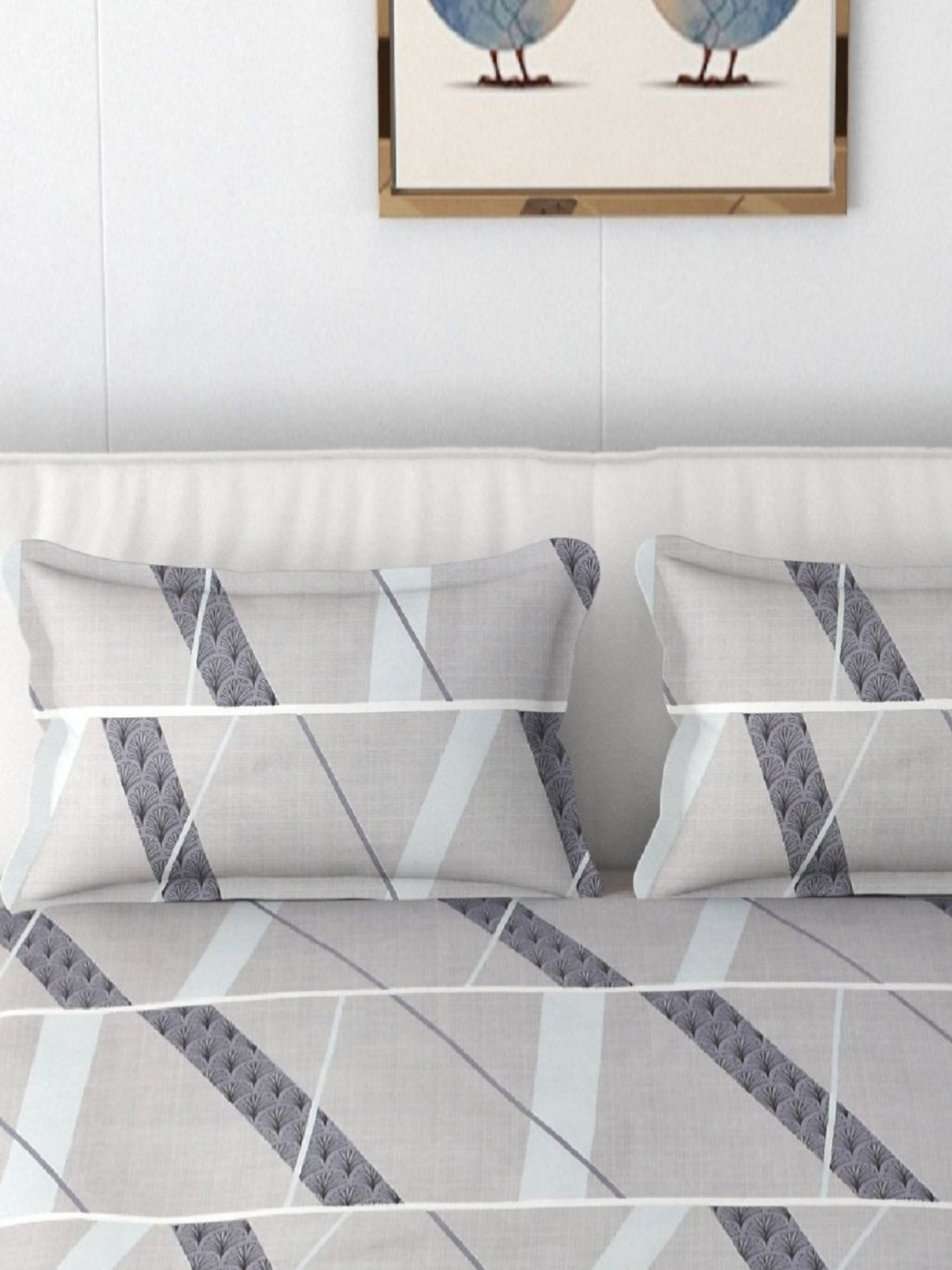 

AaHo Decor Grey & White 2 Pieces Striped Cotton Linen Supersoft Rectangle Pillow Covers