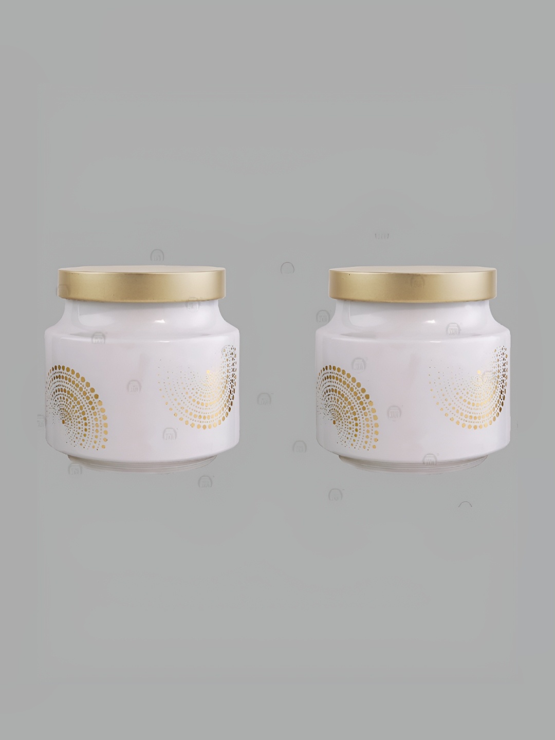 

tyche enterprises White & Gold Toned 2 Pieces Glass Dishwasher Safe Container 600ml