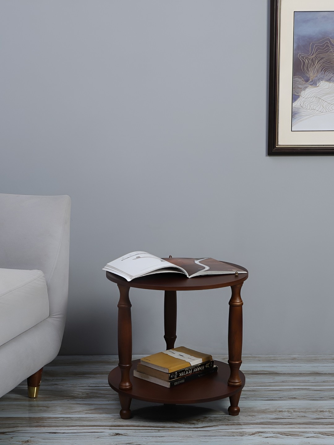 

pristine interiors Brown Wooden Round Bedside Table