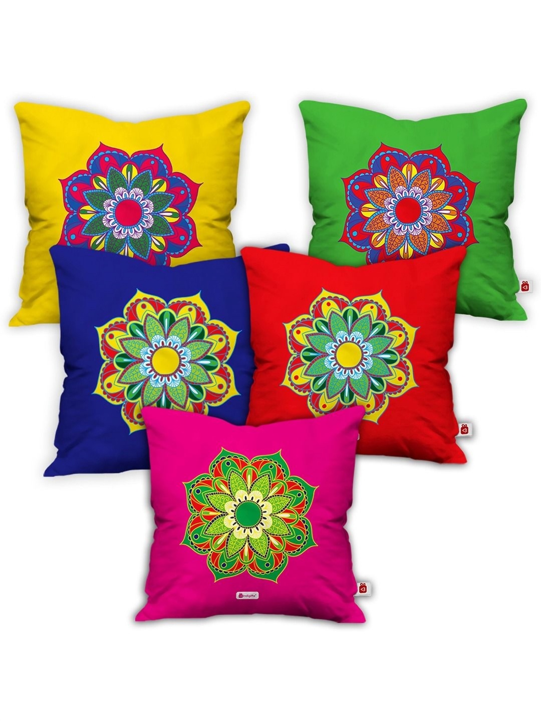 

Indigifts Blue & Yellow 5 Pieces Floral Printed Square Cushion Covers