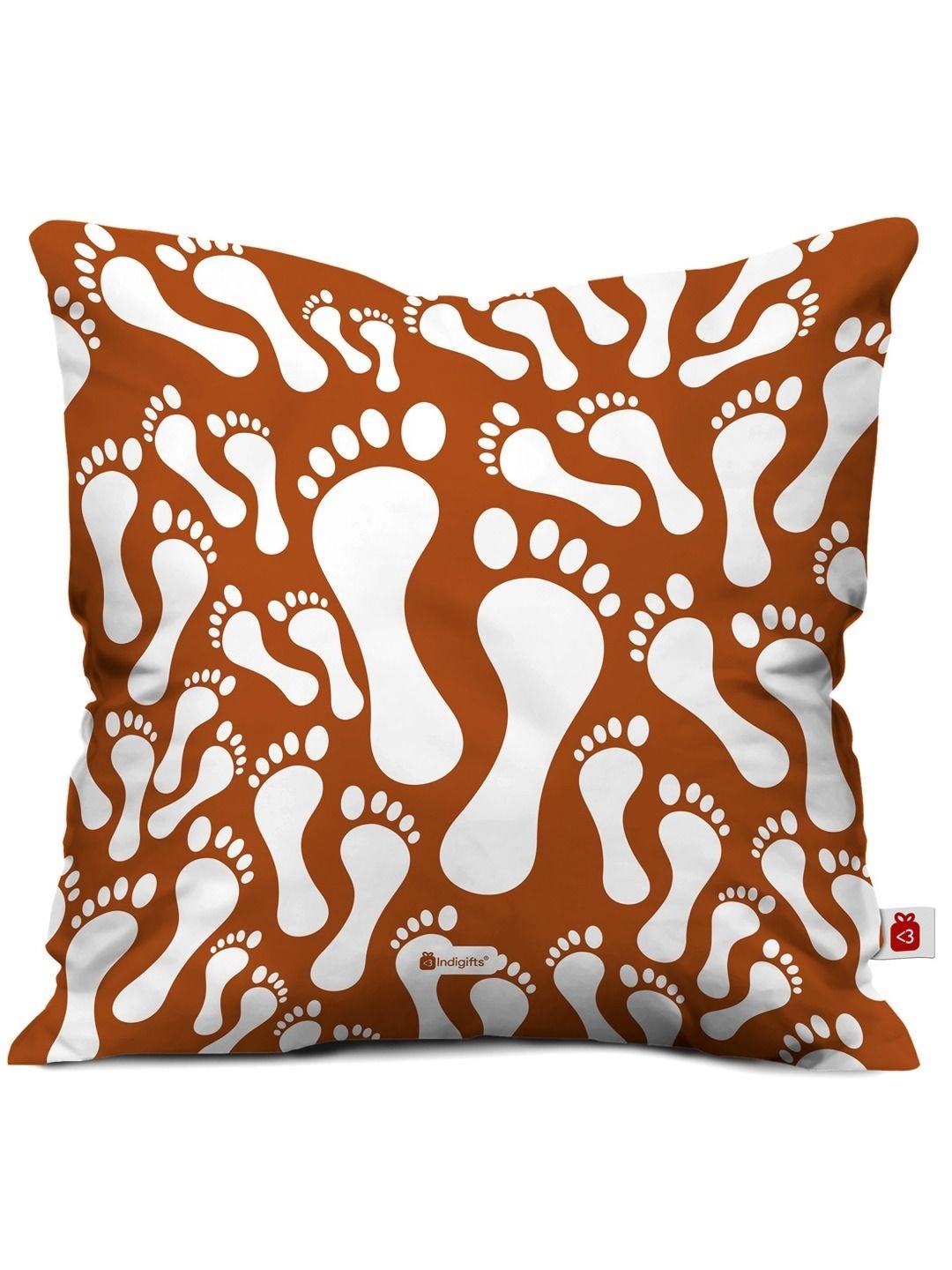 

Indigifts Brown & White Footprints Printed Satin Square Cushion Cover