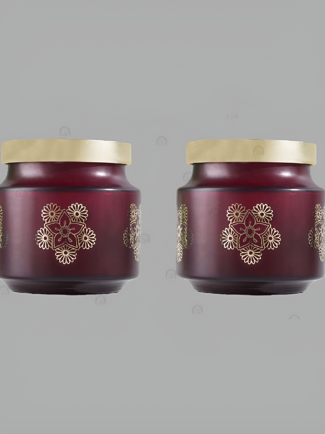 

tyche enterprises Maroon & Gold Toned 2 Pieces Glass Dishwasher Safe Container 600ml