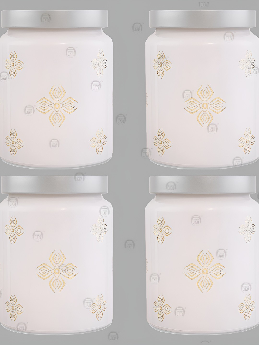 

tyche enterprises White 4 Pieces Printed Glass Dishwasher Safe Containers 770 ml