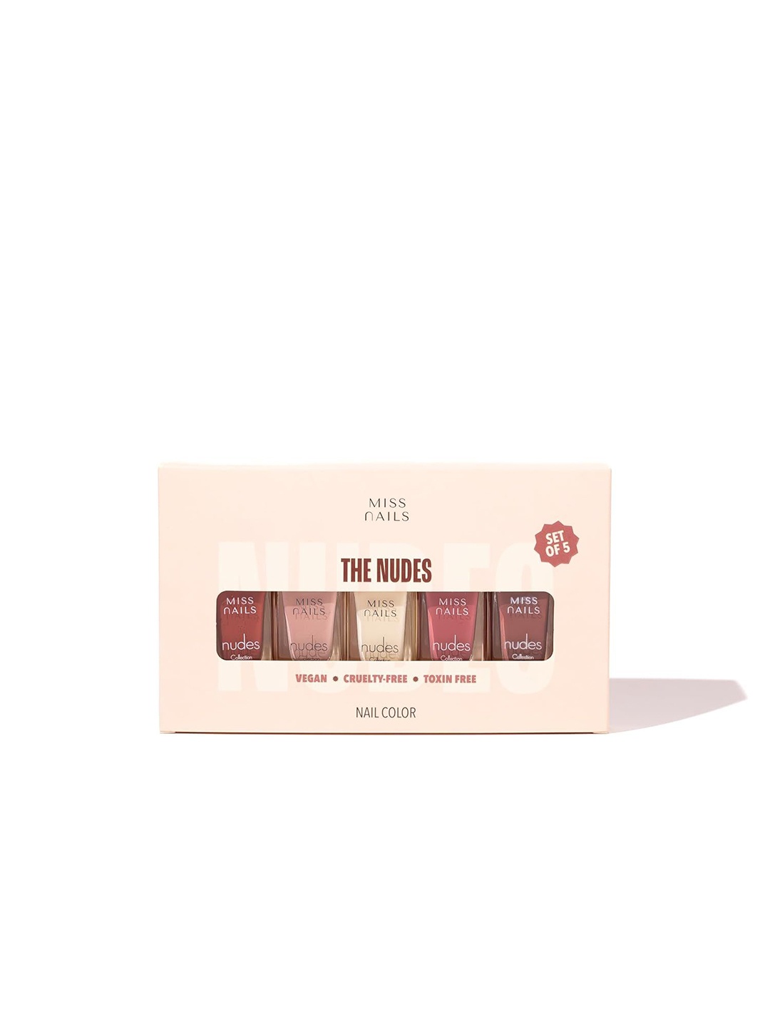 

MISS NAILS Set Of 5 Nude Collection Nail Polish- 4ml Each, Multi