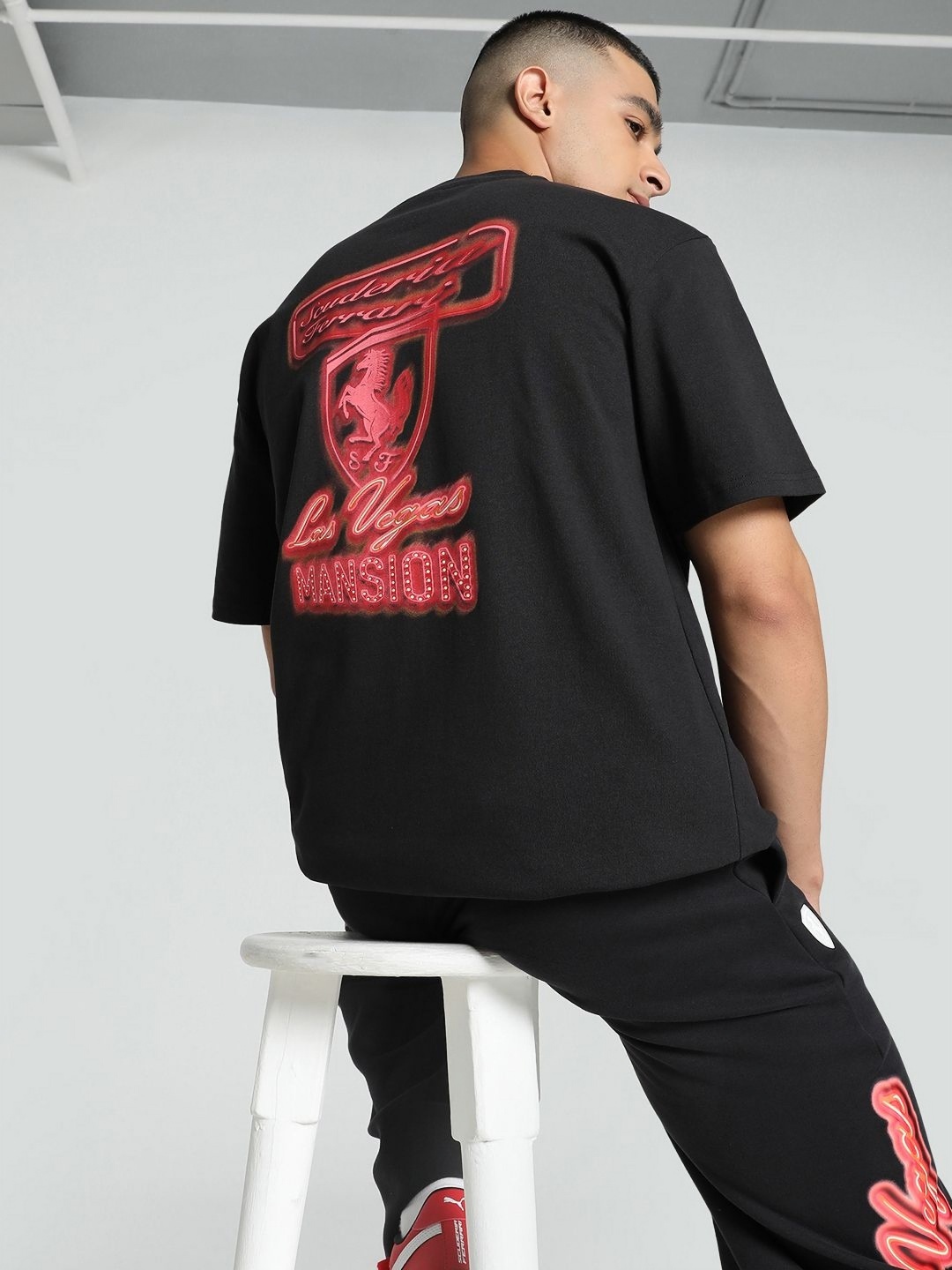 

PUMA Men Scuderia Ferrari Motorsport Typography Printed Cotton T-shirt, Black