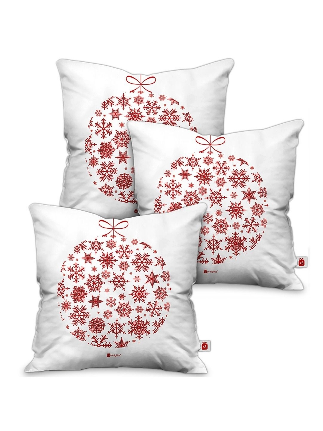 

Indigifts Red & White 3 Pieces Floral Printed Square Shaped Cushion Covers