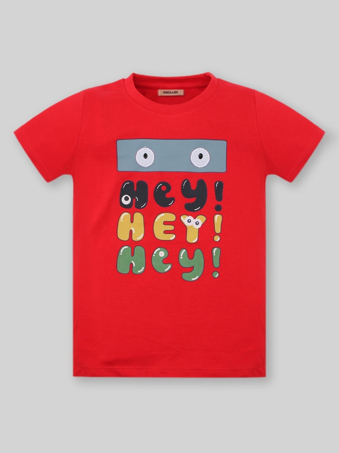 

INCLUD Boys Graphic Printed Round Neck Cotton T-shirt, Red
