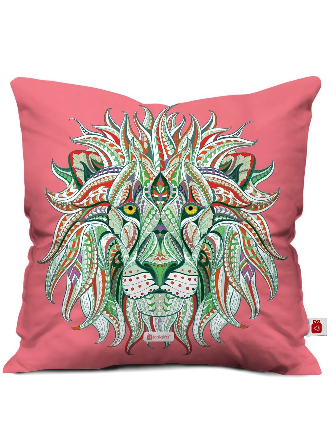 

Indigifts Pink & Green Quirky Printed Square Cushions