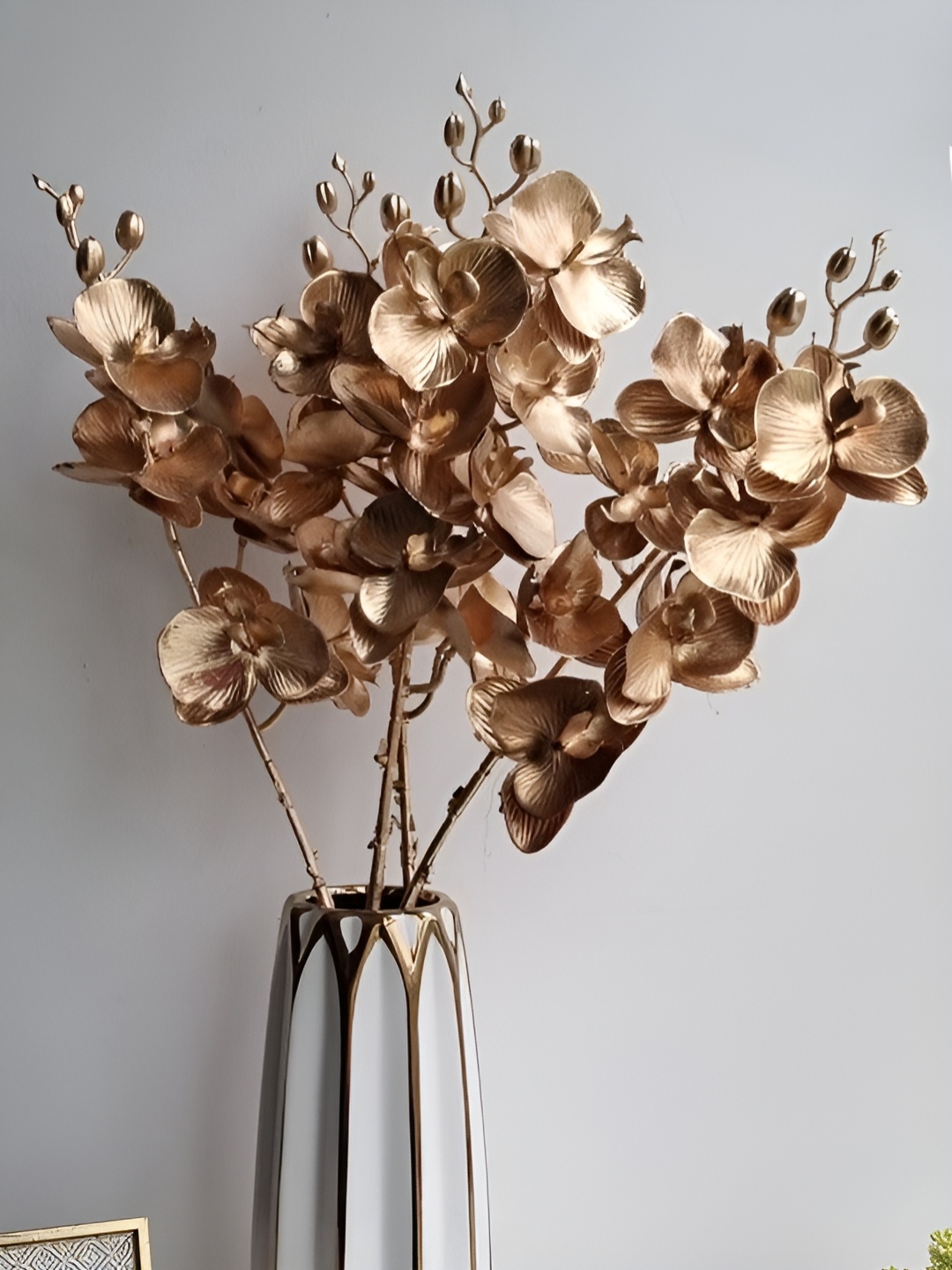 

Art Street Set of 4 Artificial Golden Faux Orchid Flower, Gold