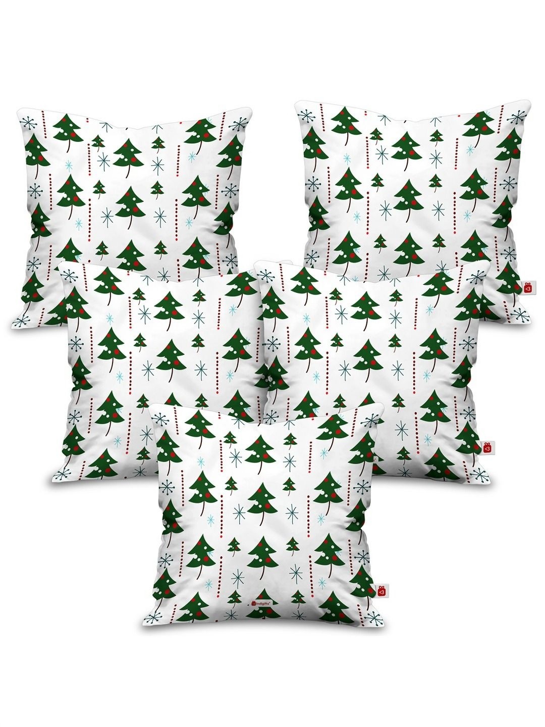 

Indigifts White & Black 5 Pieces Floral Printed Square Cushion Covers
