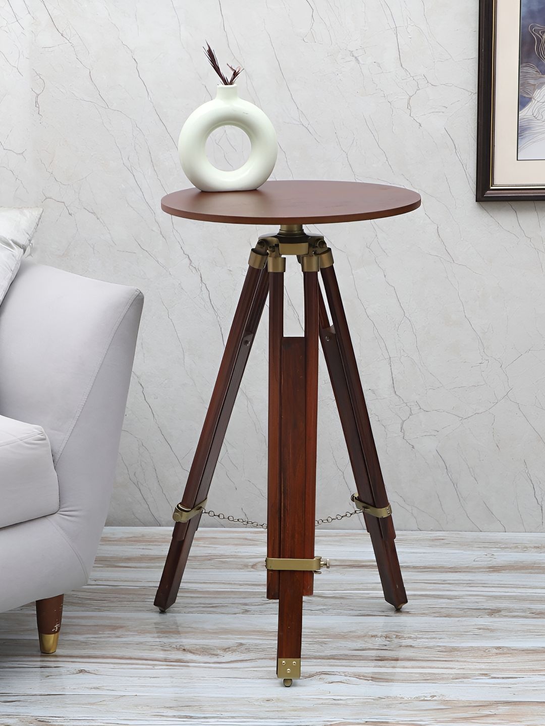 

pristine interiors Brown Wood Round Bedside Table