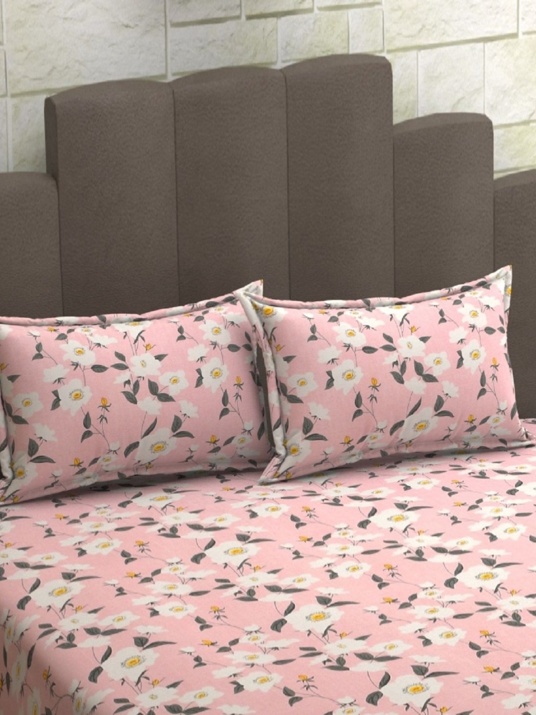 

AaHo Decor Pink & White 2 Pieces Floral Printed Rectangle Pillow Covers