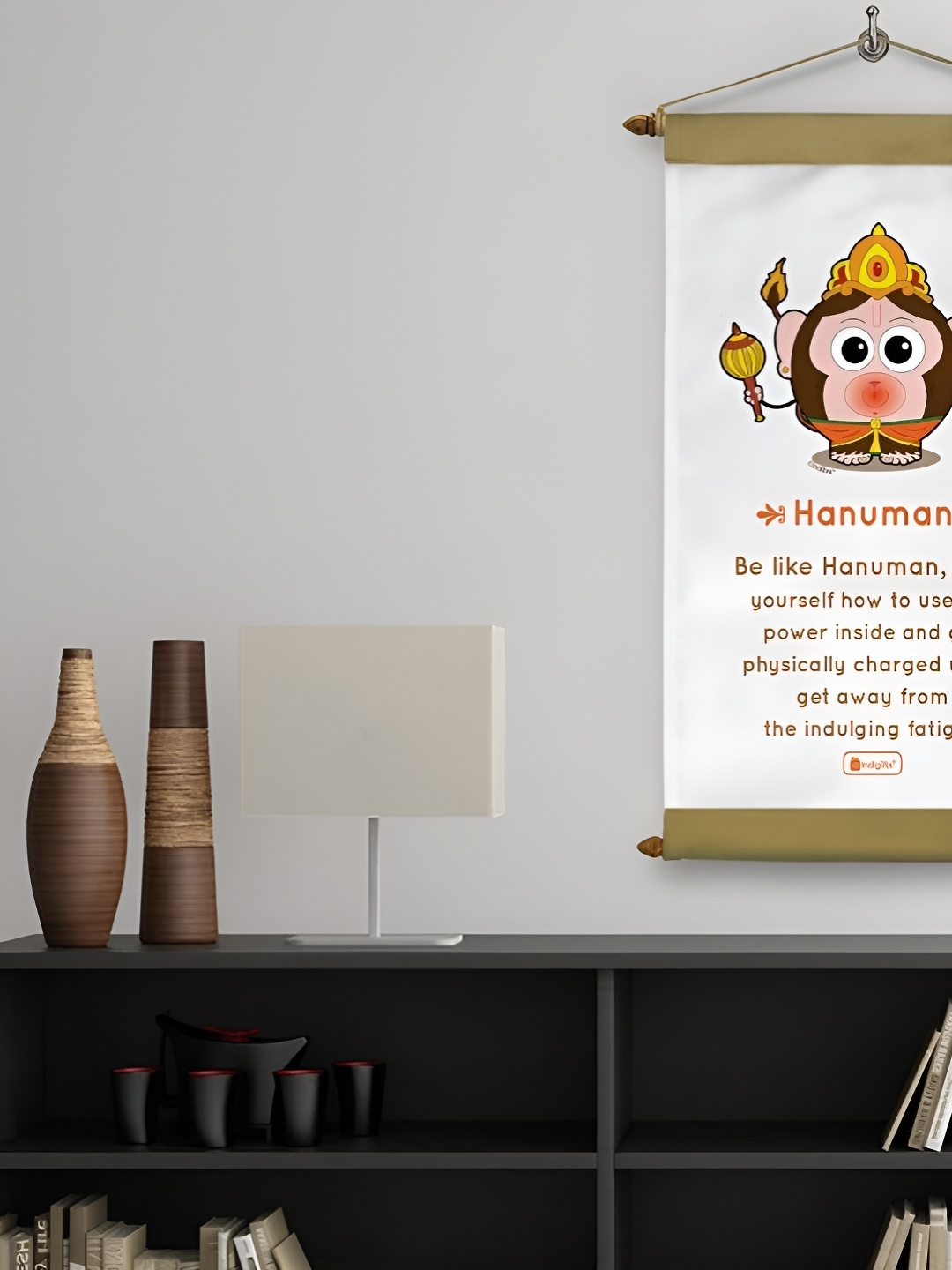 

Indigifts White & Brown Be Like Hanuman Printed Wall Hanging