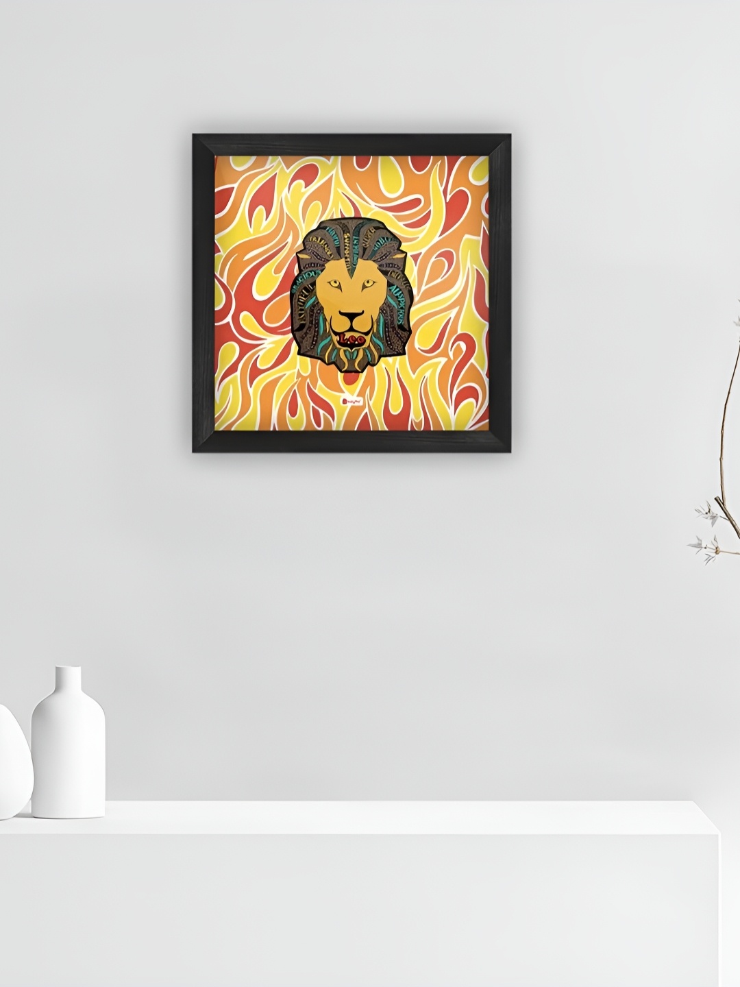 

Indigifts Orange Colored & Red Printed Lion Face Hanging Wall Decor