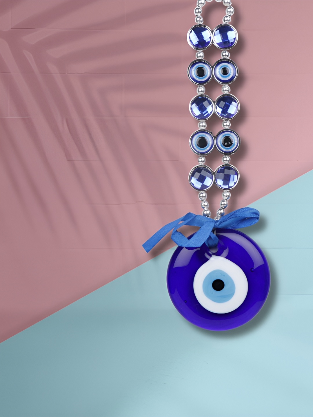 

Archies Blue & White Bead Sequines Chained Evil Eye Hanging Decor
