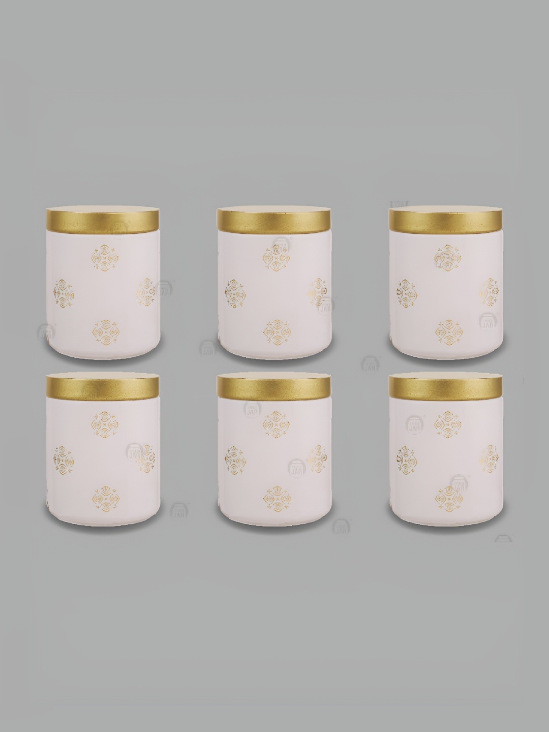 

tyche enterprises White 6 Pieces Printed Glass Dishwasher Safe Containers 240 ml