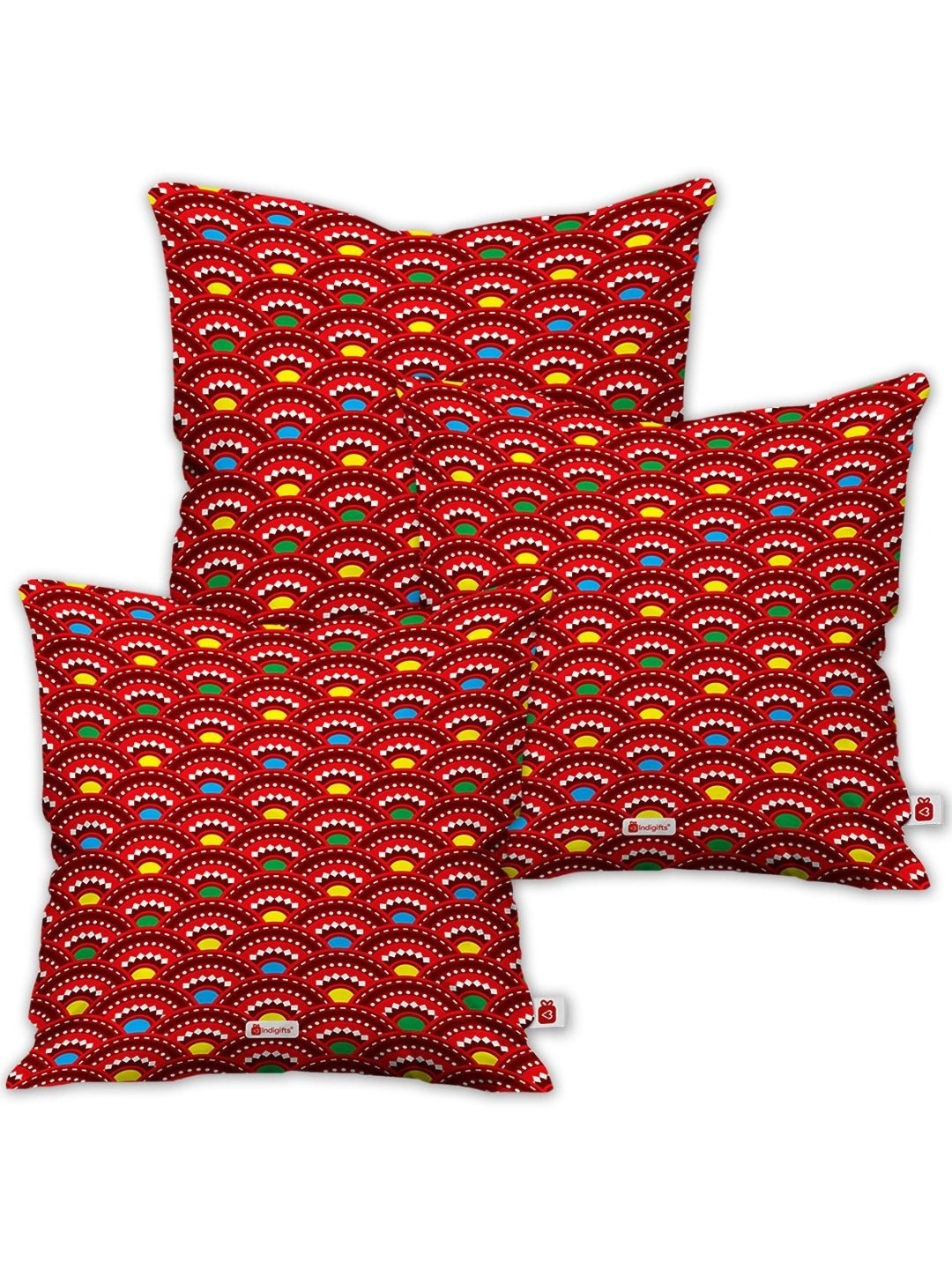 

Indigifts Maroon & Yellow 3 Pieces Ethnic Motifs Printed Square Cushion Covers