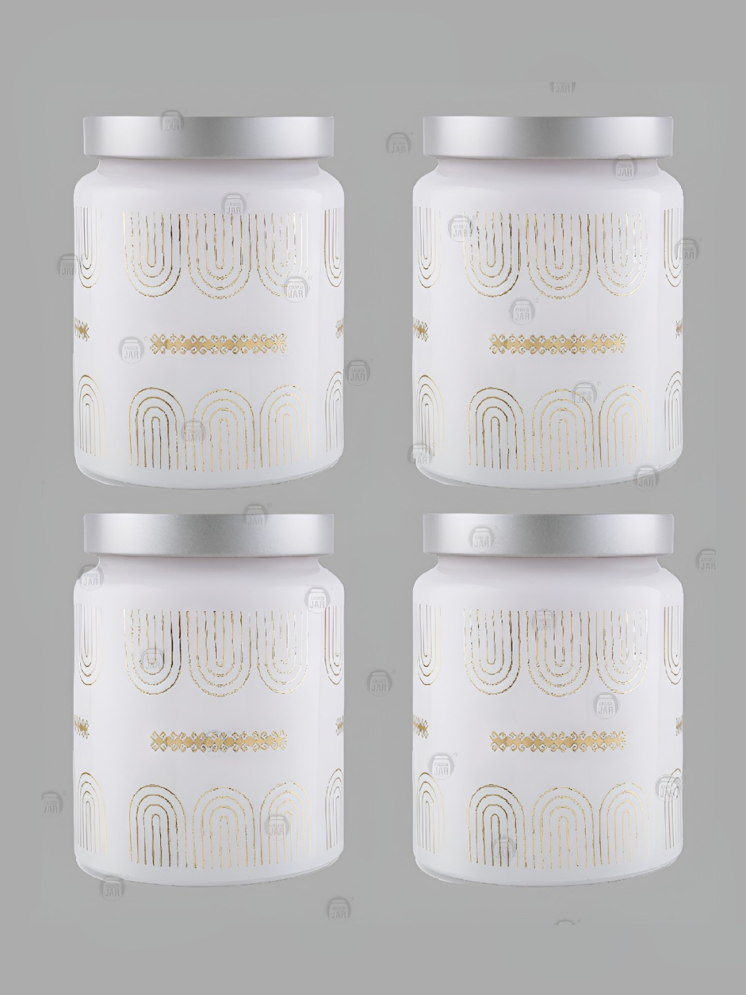 

CROCO JAR White 4 Pieces Glass Dishwasher Safe Container 770 ml