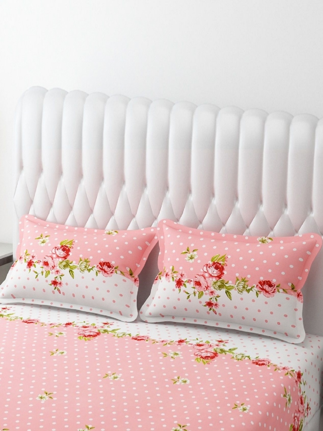 

AaHo Decor Peach Colored 2 Pieces Floral Printed Rectangle Pillow Covers