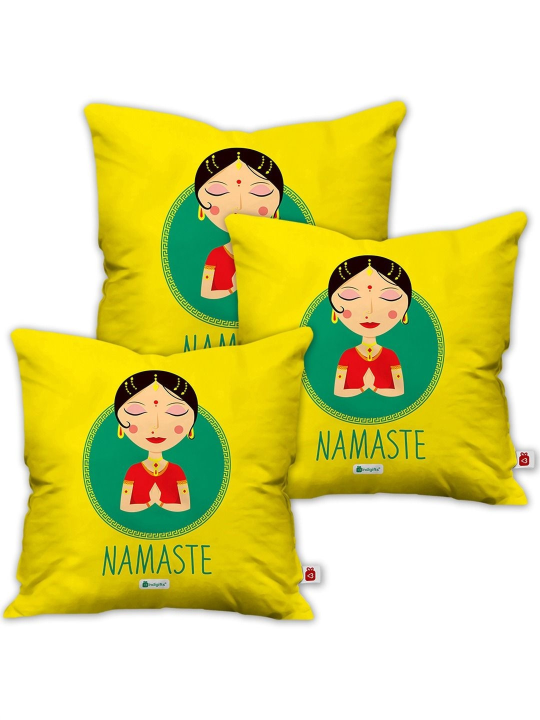 

Indigifts Yellow & Green 3 Pieces Abstract Printed Square Cushion Covers