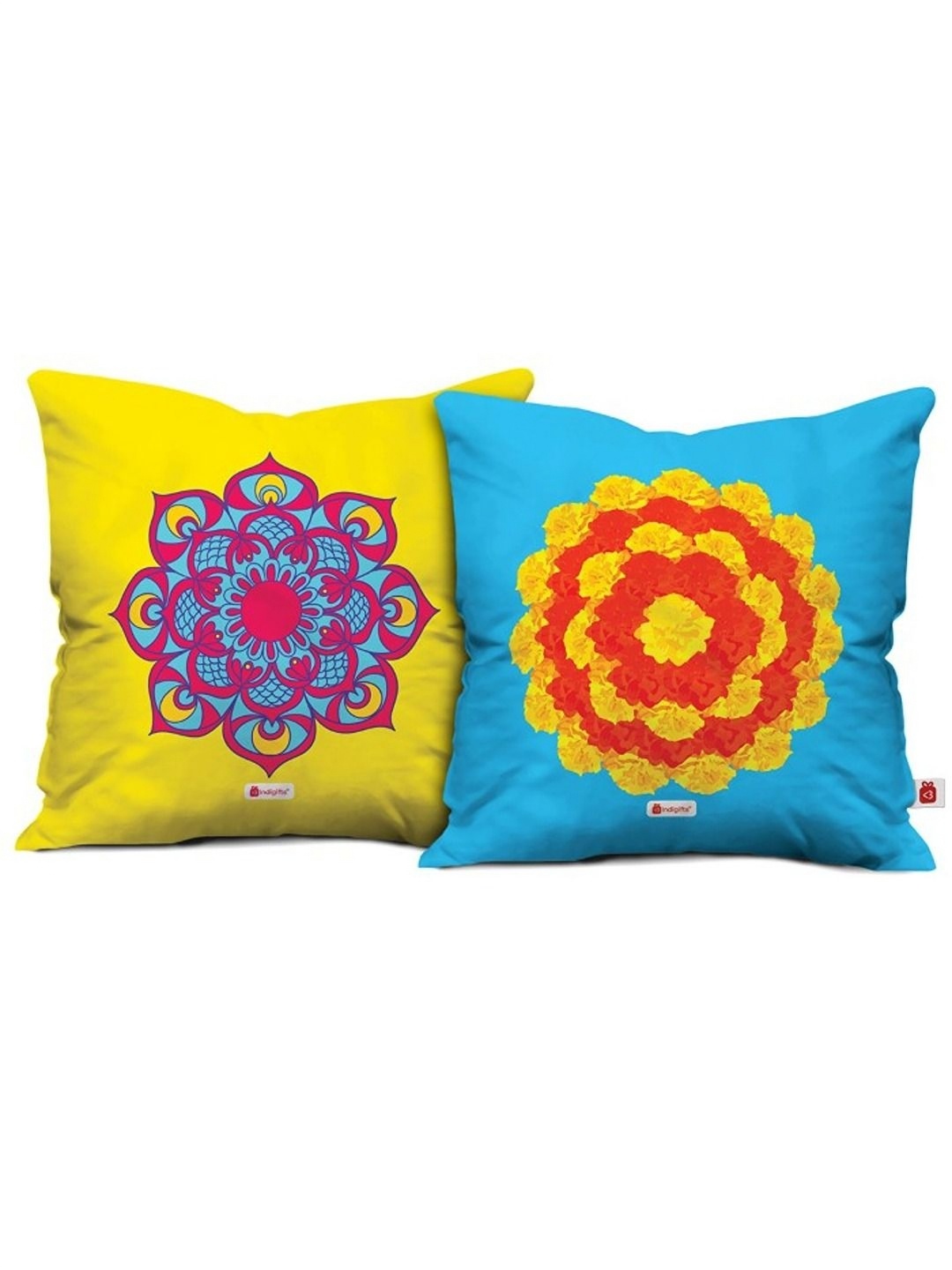 

Indigifts Yellow & Blue 2 Pieces Floral Printed Square Shaped Cushion Covers