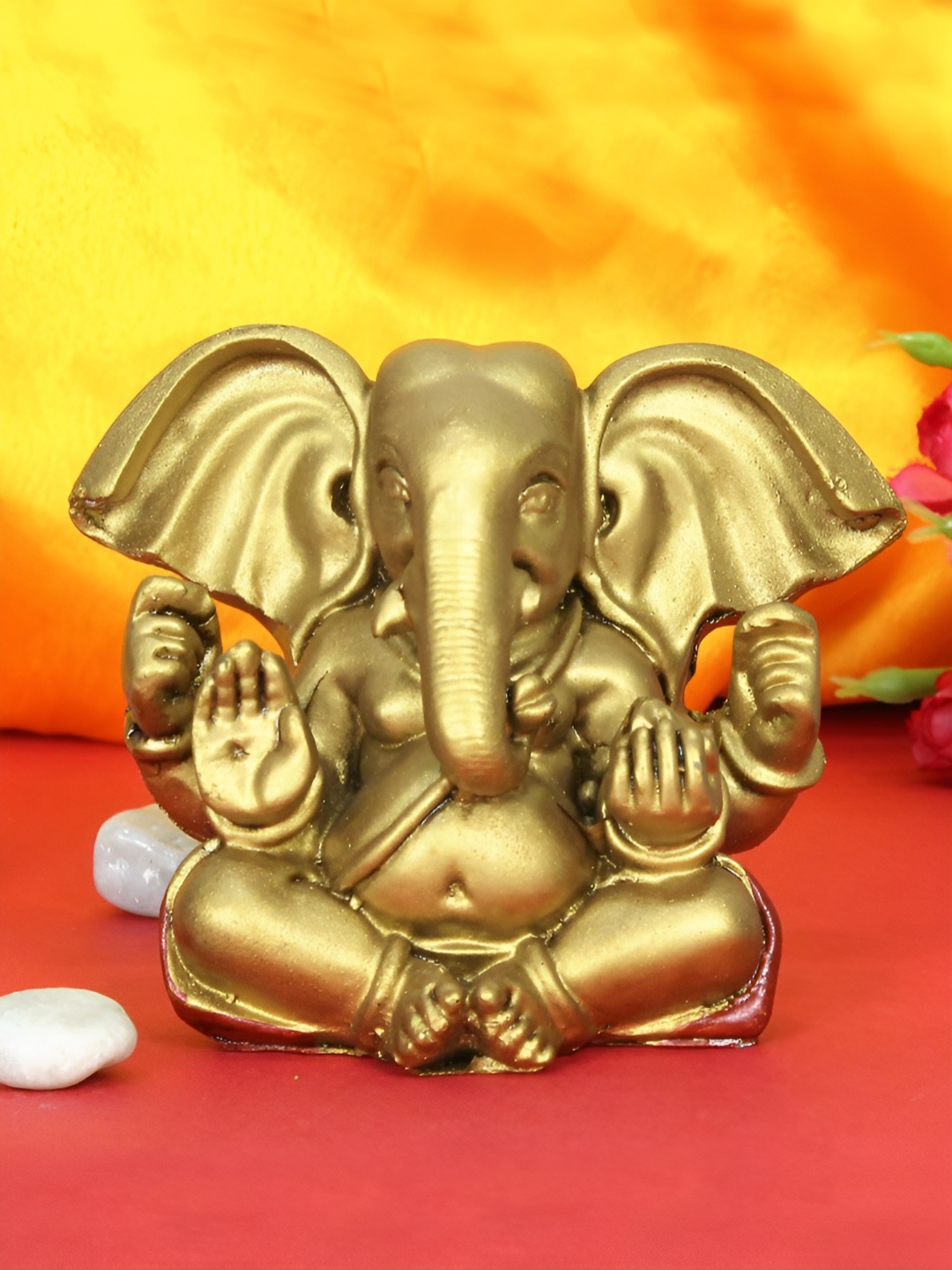 

TIED RIBBONS Gold Toned & Red Lord Ganesha Religious Idol Showpiece