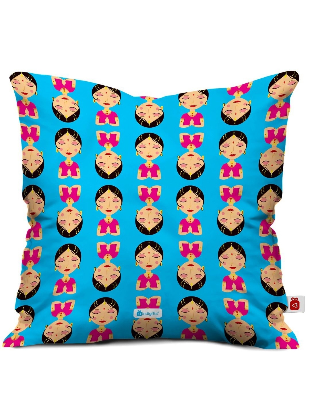 

Indigifts Blue & Pink Printed Square Shaped Cushion Cover