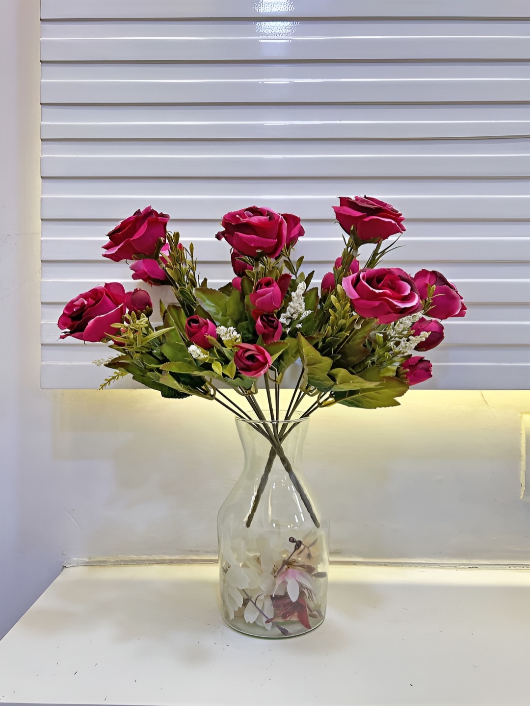 

ARTSY Pink & Green 2 Pieces Rose Artificial Flowers