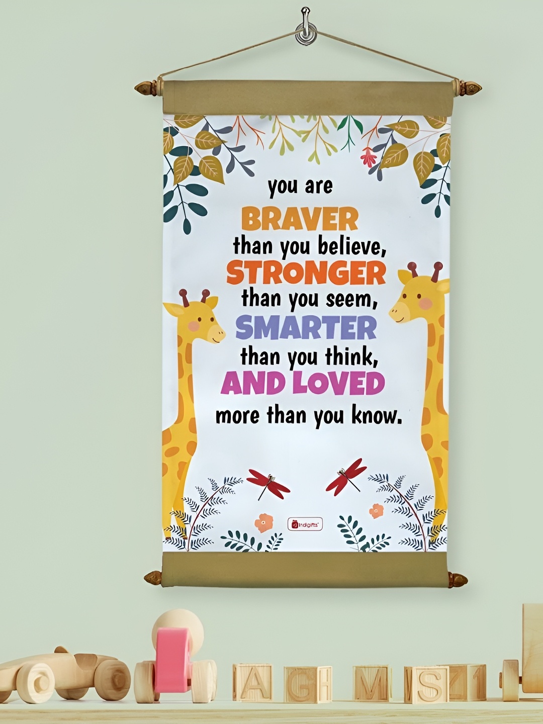 

Indigifts White & Yellow Giraffe Quote Printed Wall Hanging