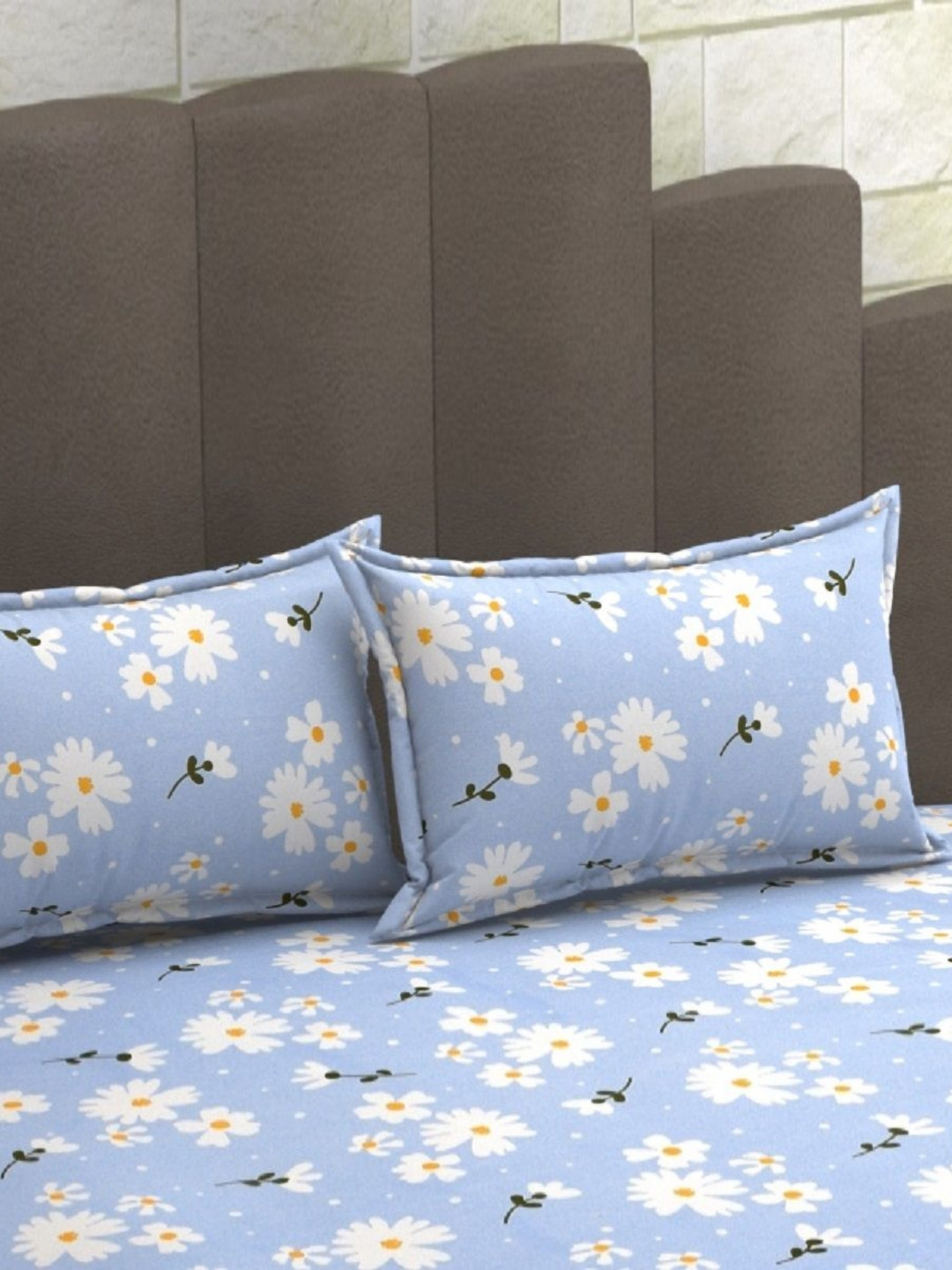 

AaHo Decor Blue & White 2 Pieces Printed Cotton Linen Supersoft Rectangle Pillow Covers