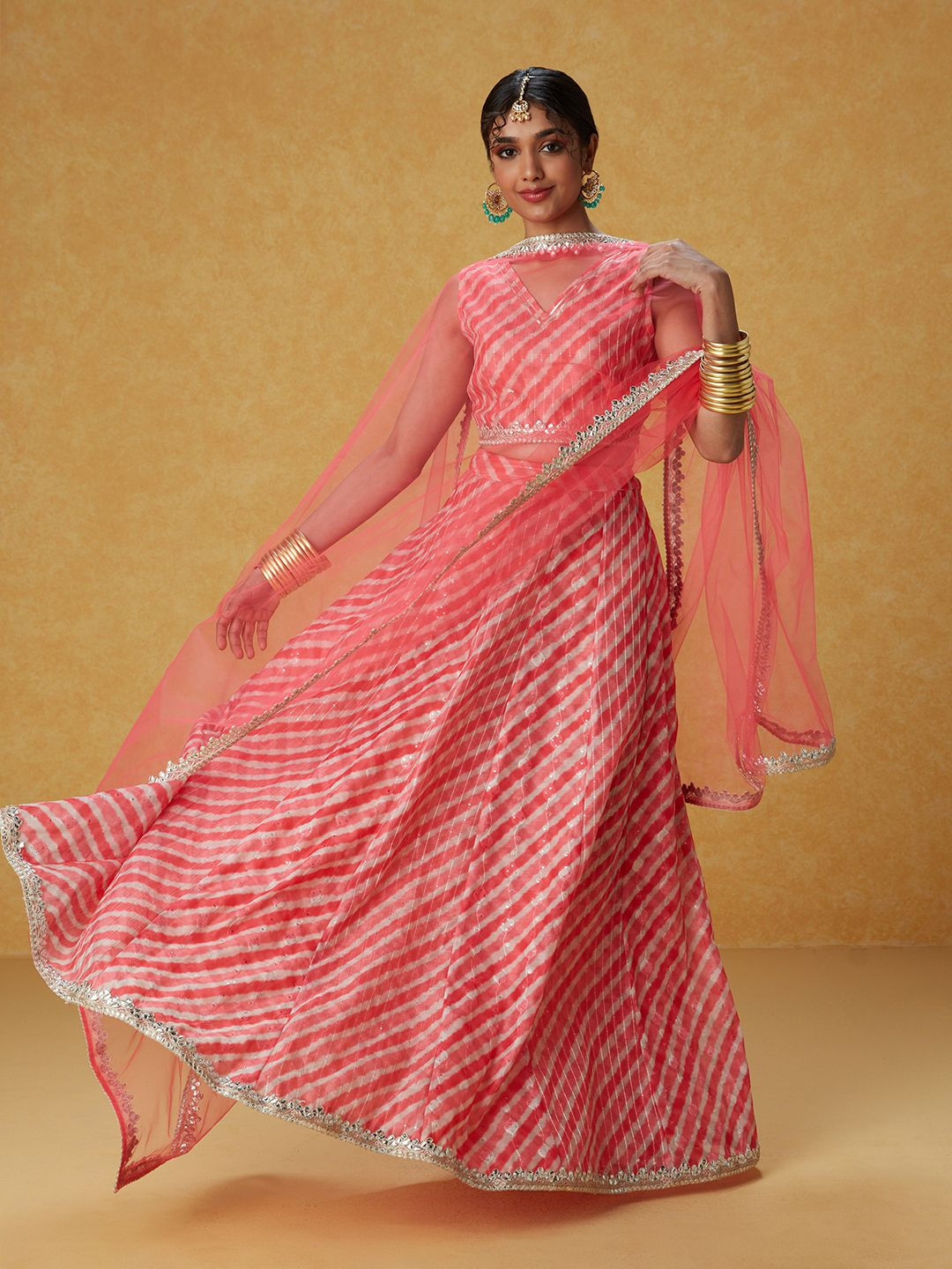 

Likha Printed Ready to Wear Lehenga & Blouse With Dupatta, Pink