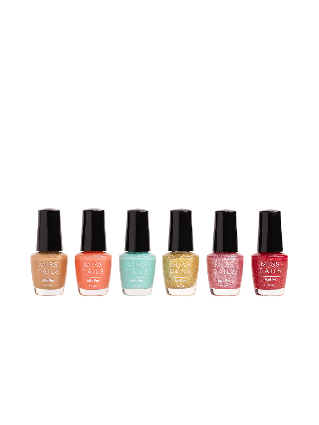 

MISS NAILS Set Of 6 Mini Pro Nail Polish- 3.3 ml Each- Hey Rockstar, Multi