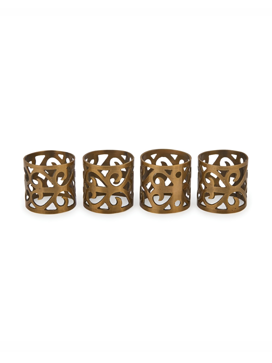

Fabindia Gold Toned 4 Pieces Brass Round Napkin Rings