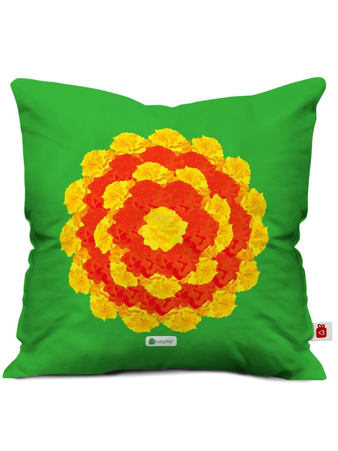 

Indigifts Green & Red Floral Printed Square Shaped Cushion Cover