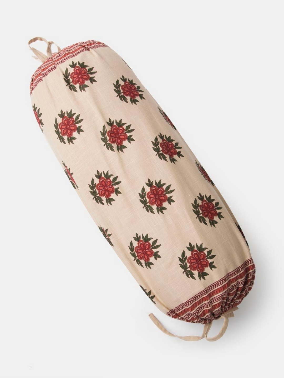 

Fabindia Red & Pink Floral Printed Cotton Bolster Cover