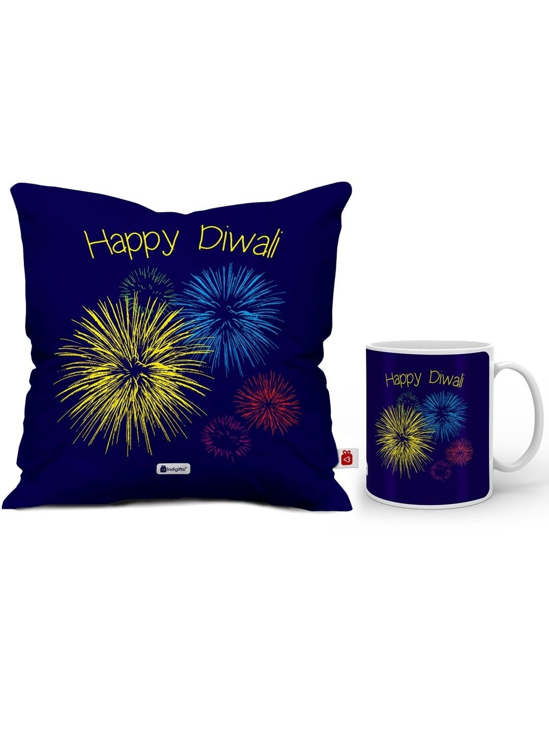 

Indigifts Blue 2 Pieces Quirky Printed Square Shaped Cushion Covers With Coffee Mug