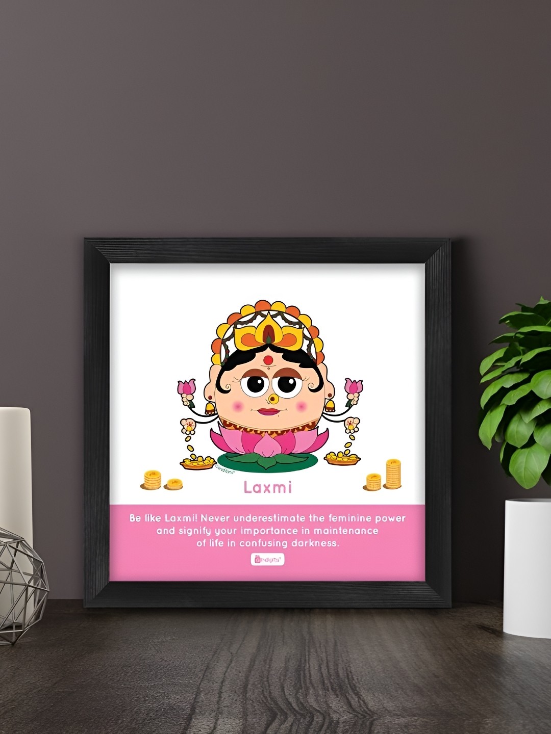 

Indigifts Pink & White Be Like Laxmi Printed Wall Art