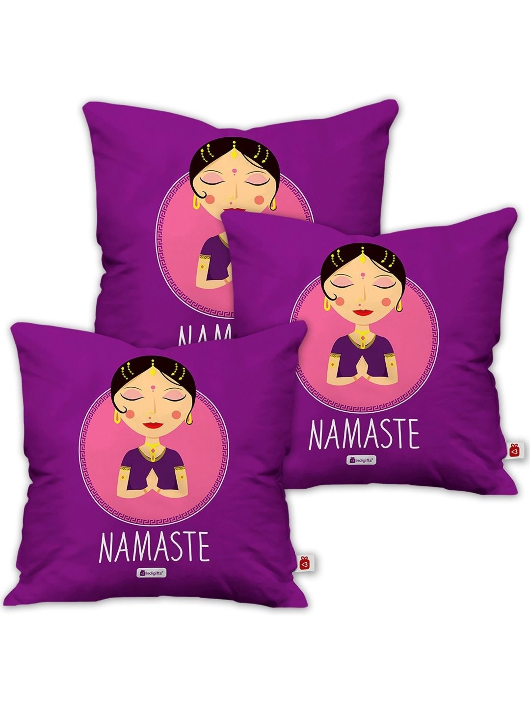 

Indigifts Purple & Black 3 Pieces Ethnic Motifs Printed Square Shaped Cushion Covers