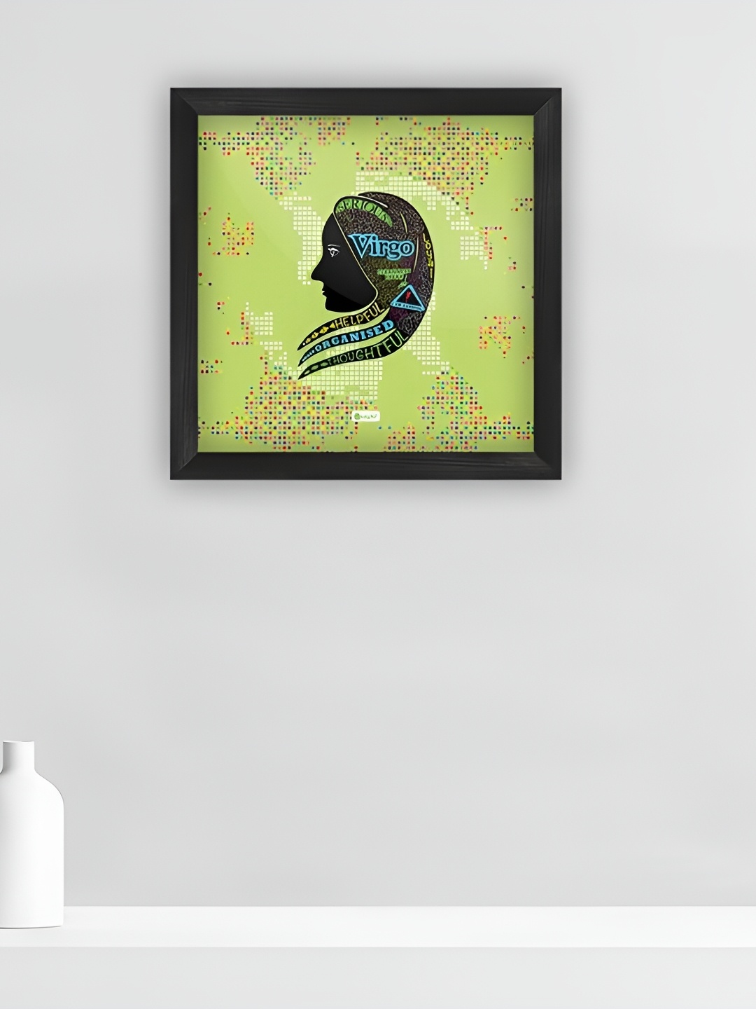 

Indigifts Green & Black Human Side Face Printed Poster Frame