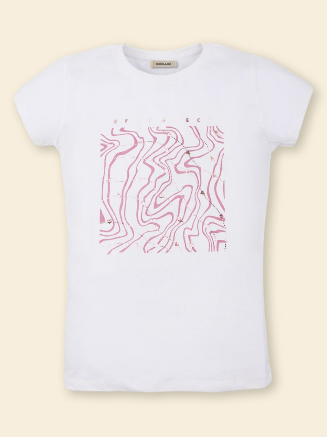 

INCLUD Girls Graphic Printed Round Neck Cotton T-shirt, White
