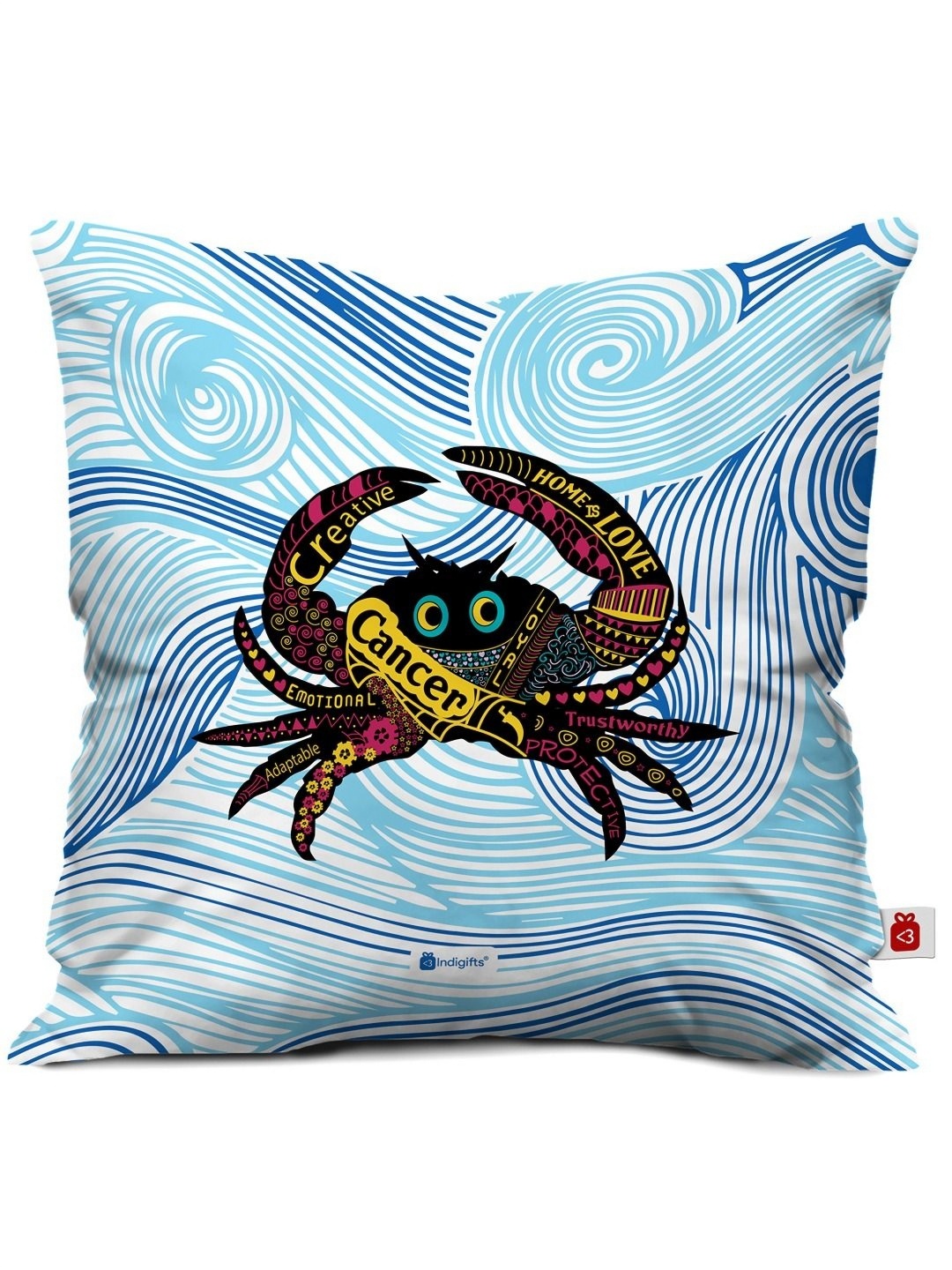 

Indigifts Blue& Brown Crab Printed Satin Square Cushion Covers