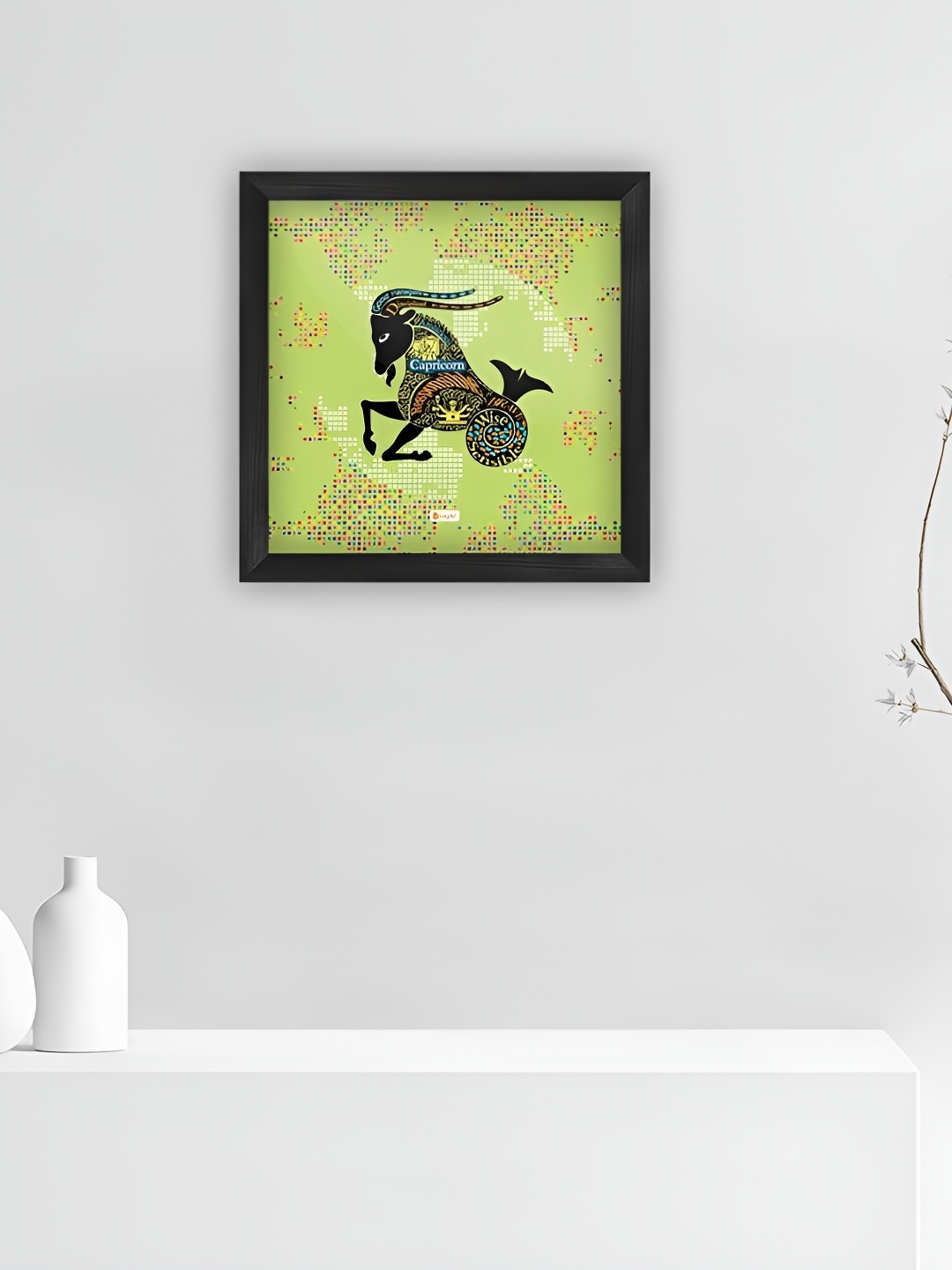 

Indigifts Green & Black Earth Pattern With Sea-Goat Printed Wall Art